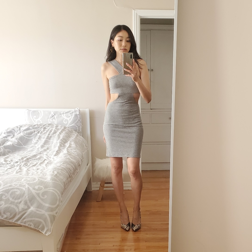 LNA Ribbed Knit Cut-Out Dress
